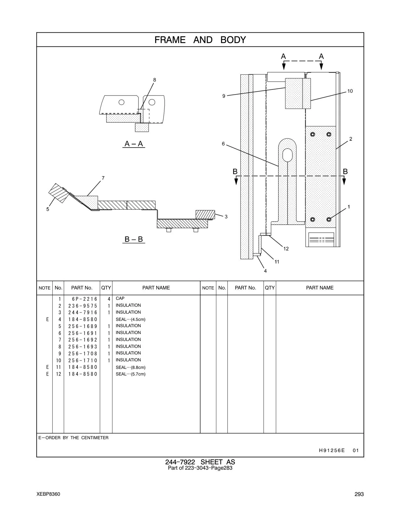 256-1692 INSULATION CAT parts manual diagram