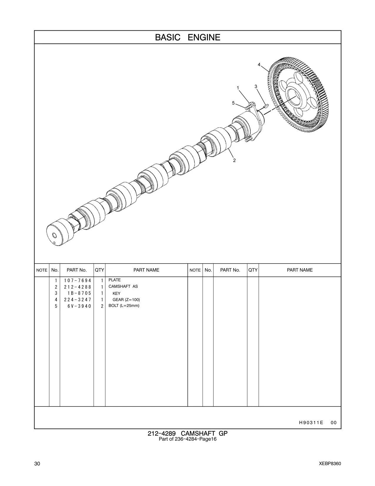 212-4288 CAMSHAFT AS CAT parts manual diagram