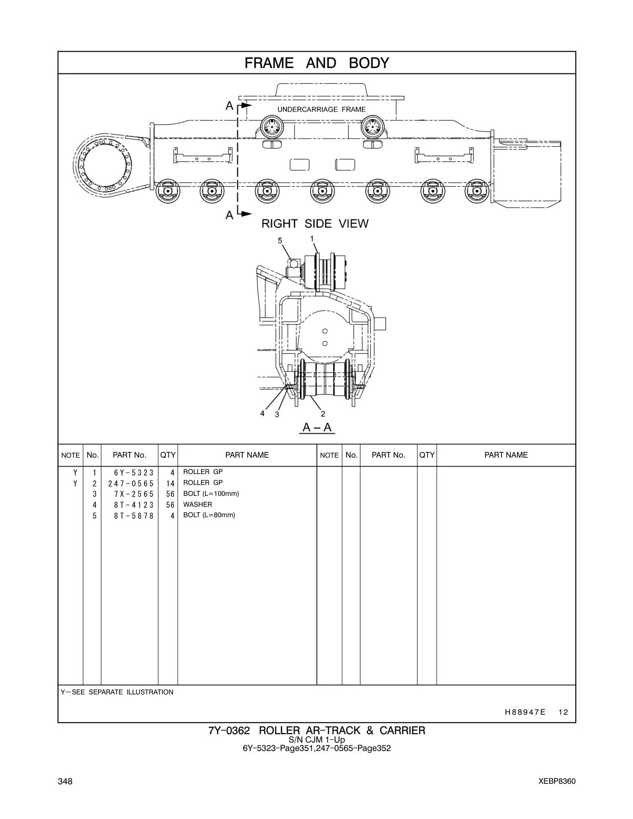 247-0565 ROLLER GP CAT parts manual diagram