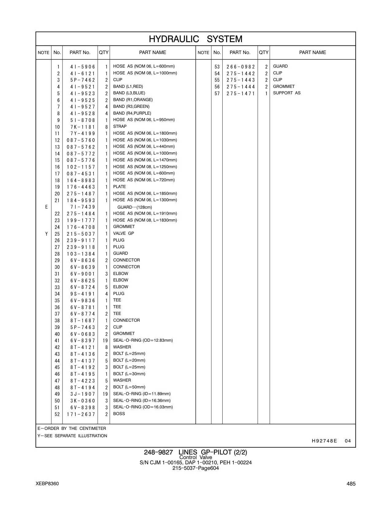 275-1487 - HOSE AS (NOM 06, L=1850mm)
