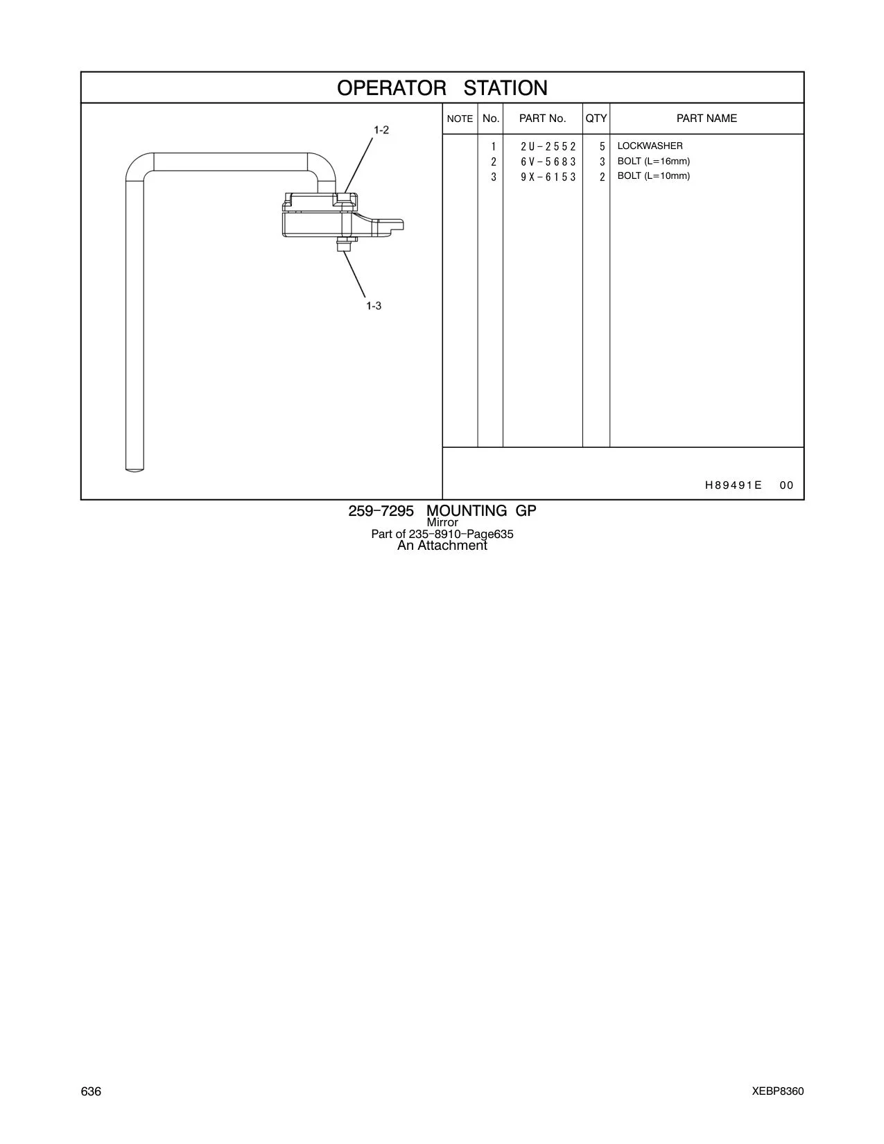 2U-2552 LOCKWASHER CAT parts manual diagram