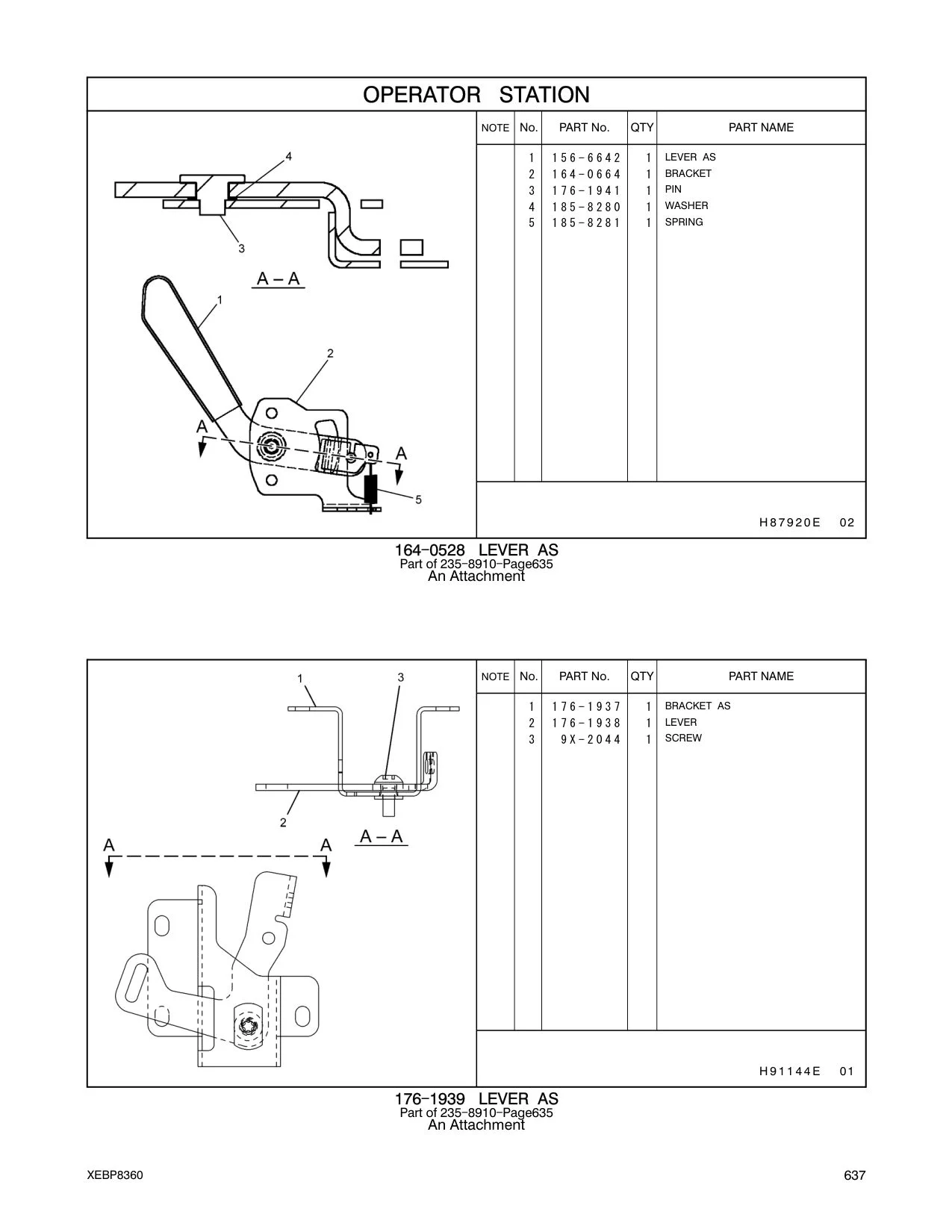 164-0664 BRACKET CAT parts manual diagram