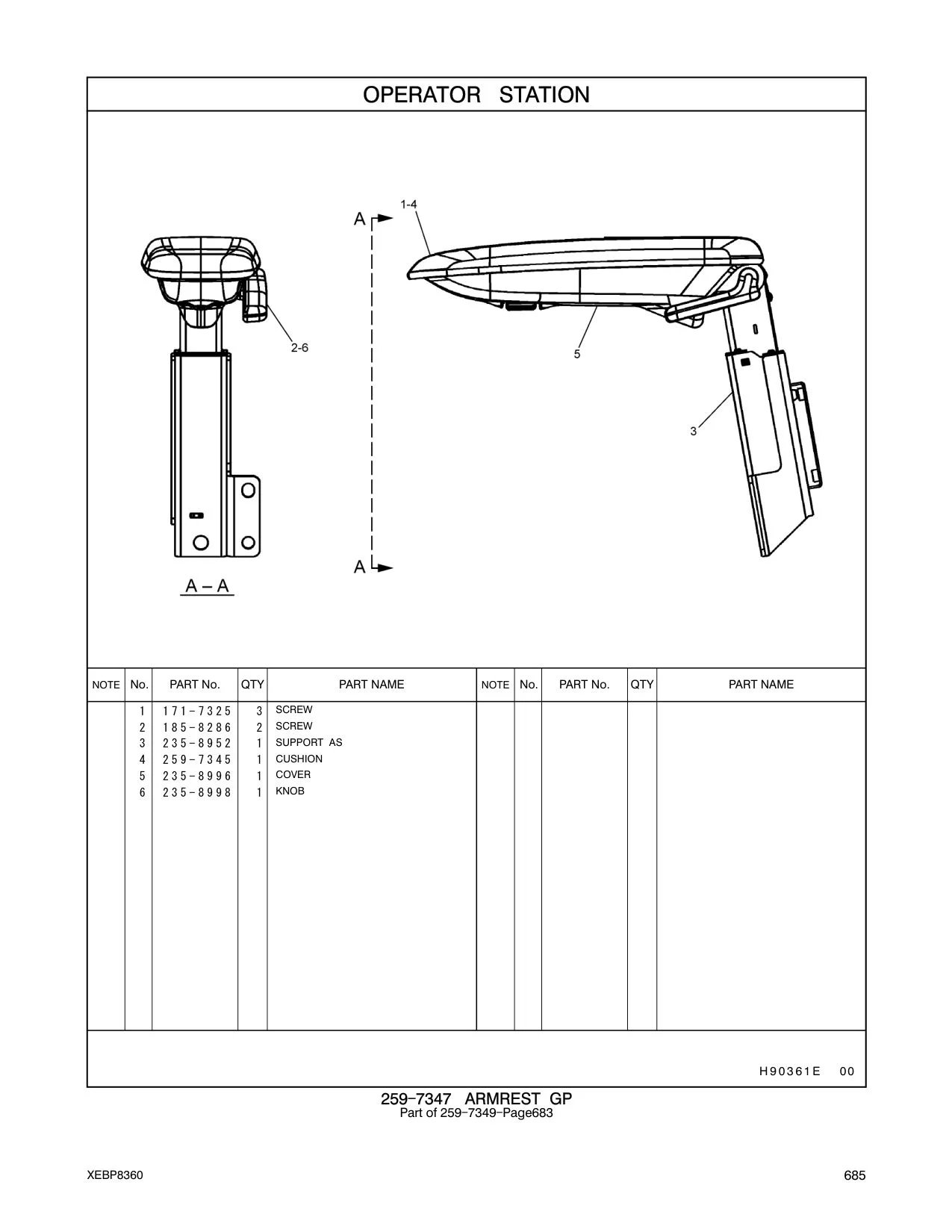 235-8952 SUPPORT AS CAT parts manual diagram