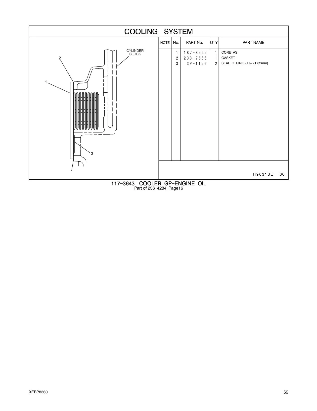 187-8595 CORE AS CAT parts manual diagram