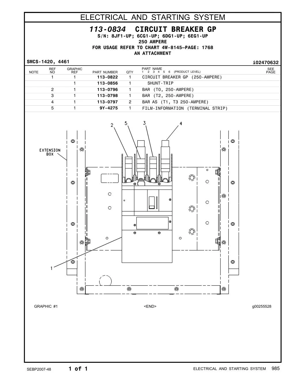 113-0822 - CIRCUIT BREAKER GP (250-AMPERE)