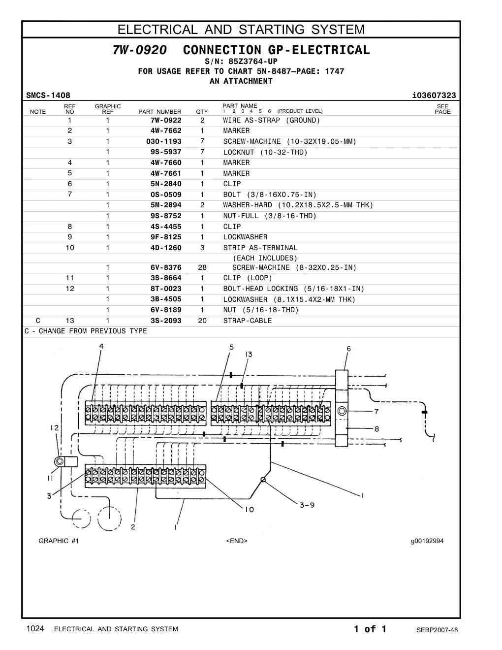4W-7660 MARKER · S/N 85Z3764-UP CAT parts manual diagram