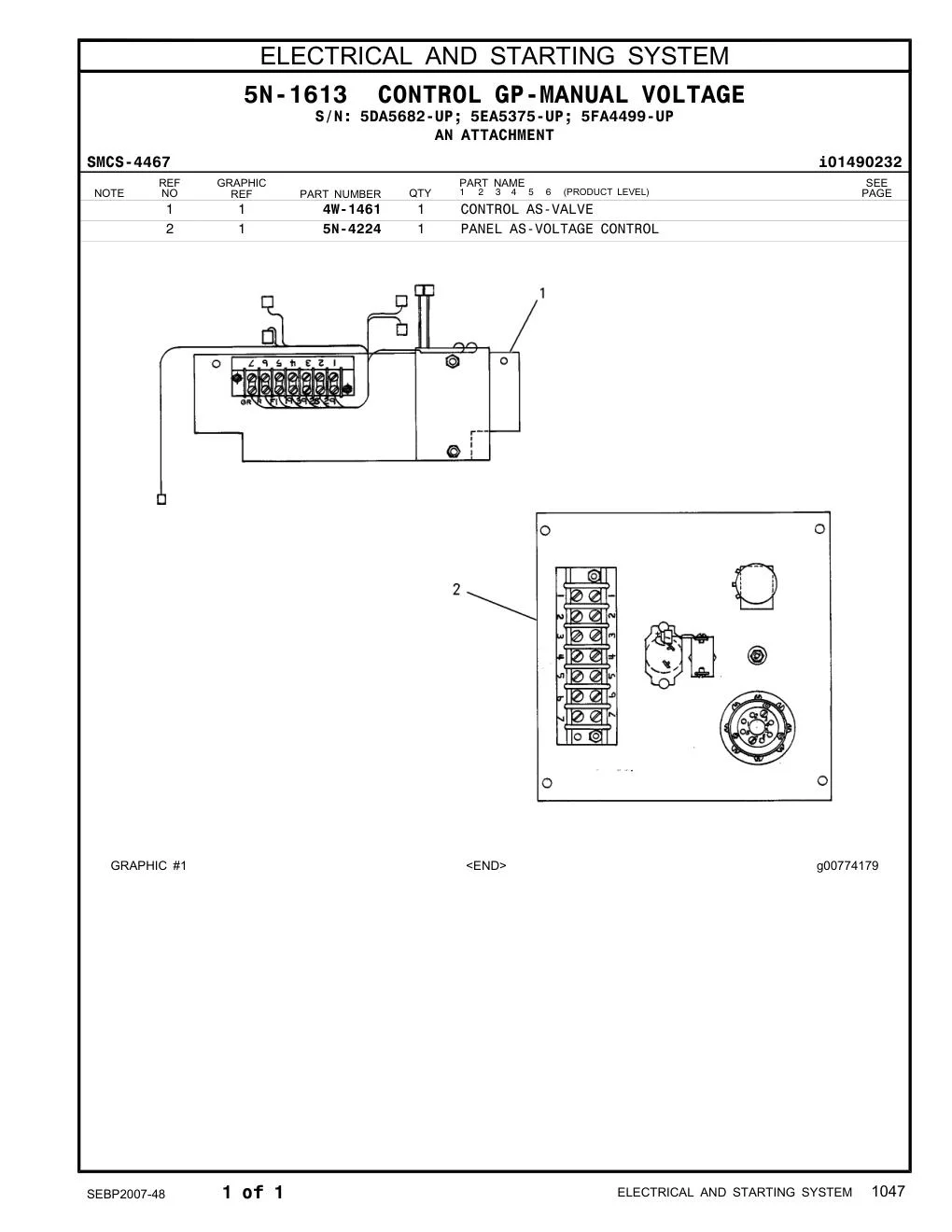 4W-1461 CONTROL AS-VALVE CAT parts manual diagram