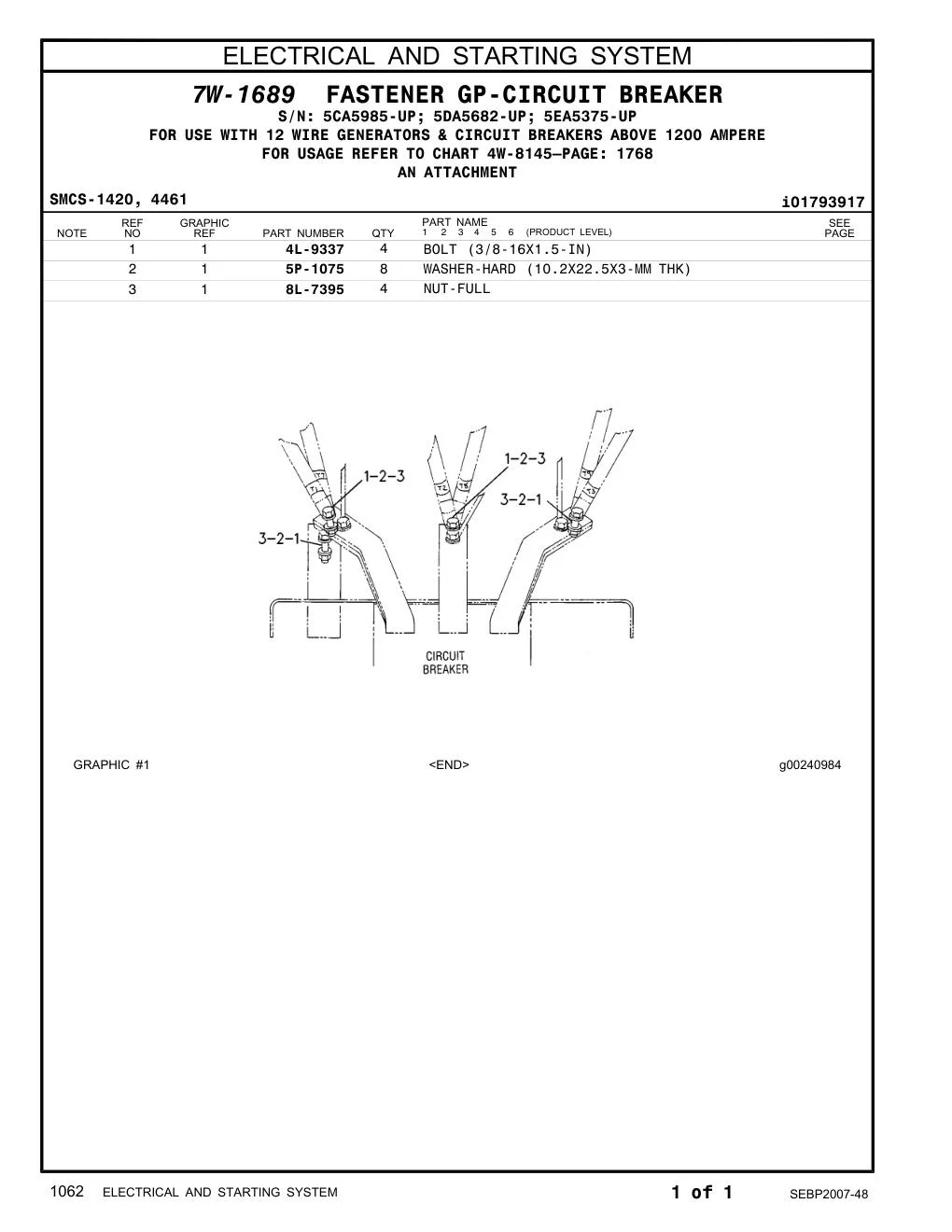4L-9337 - BOLT (3/8-16X1.5-IN)
