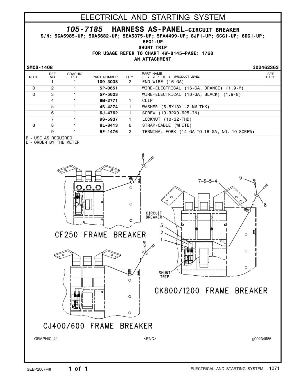 109-3038 END-WIRE (16-GA) CAT parts manual diagram