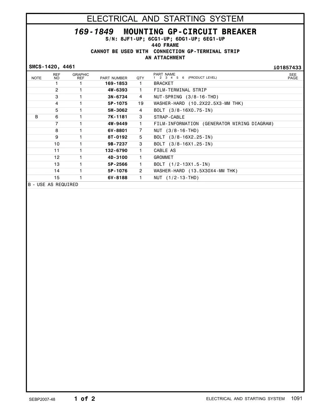 4D-3100 GROMMET CAT parts manual diagram