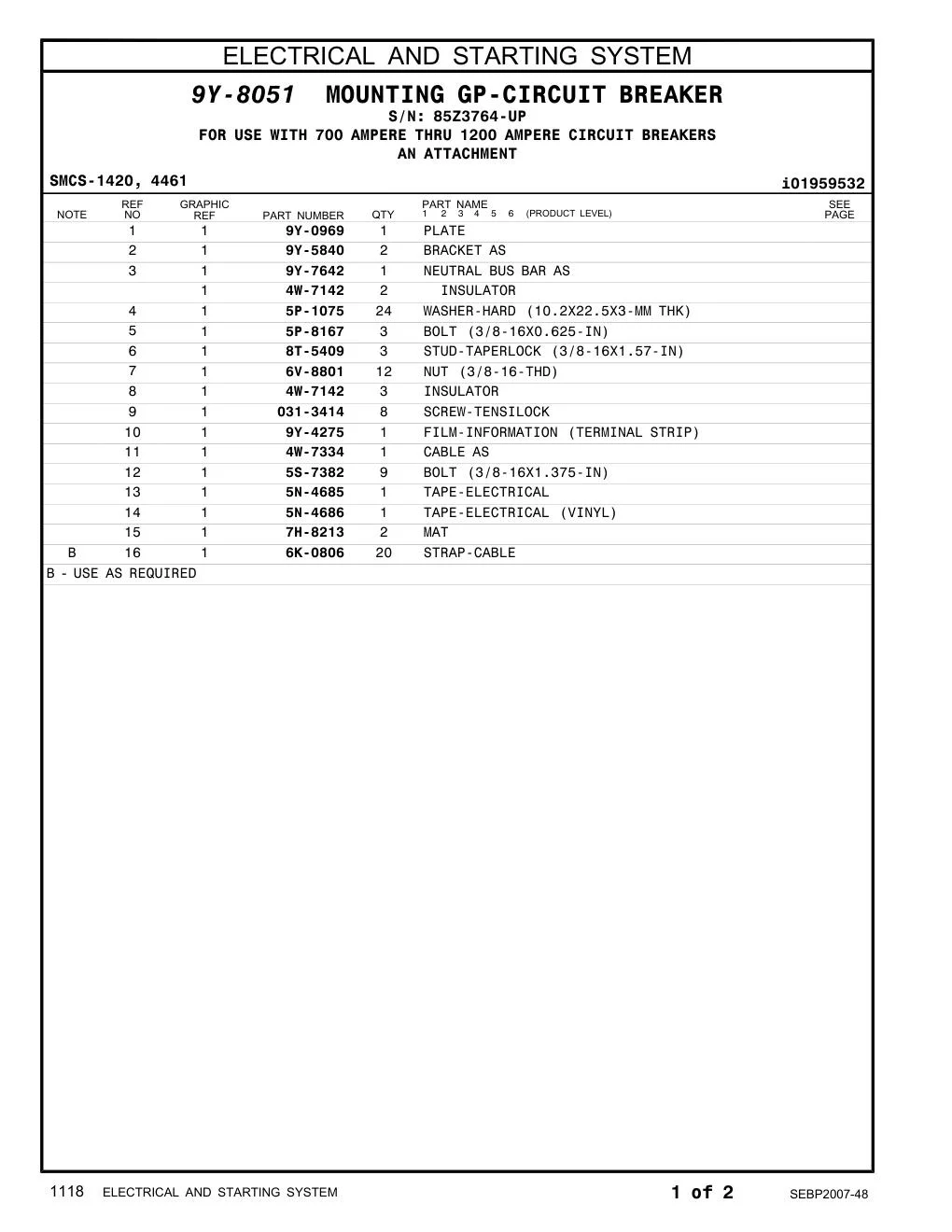 031-3414 SCREW-TENSILOCK · S/N 85Z3764-UP CAT parts manual diagram