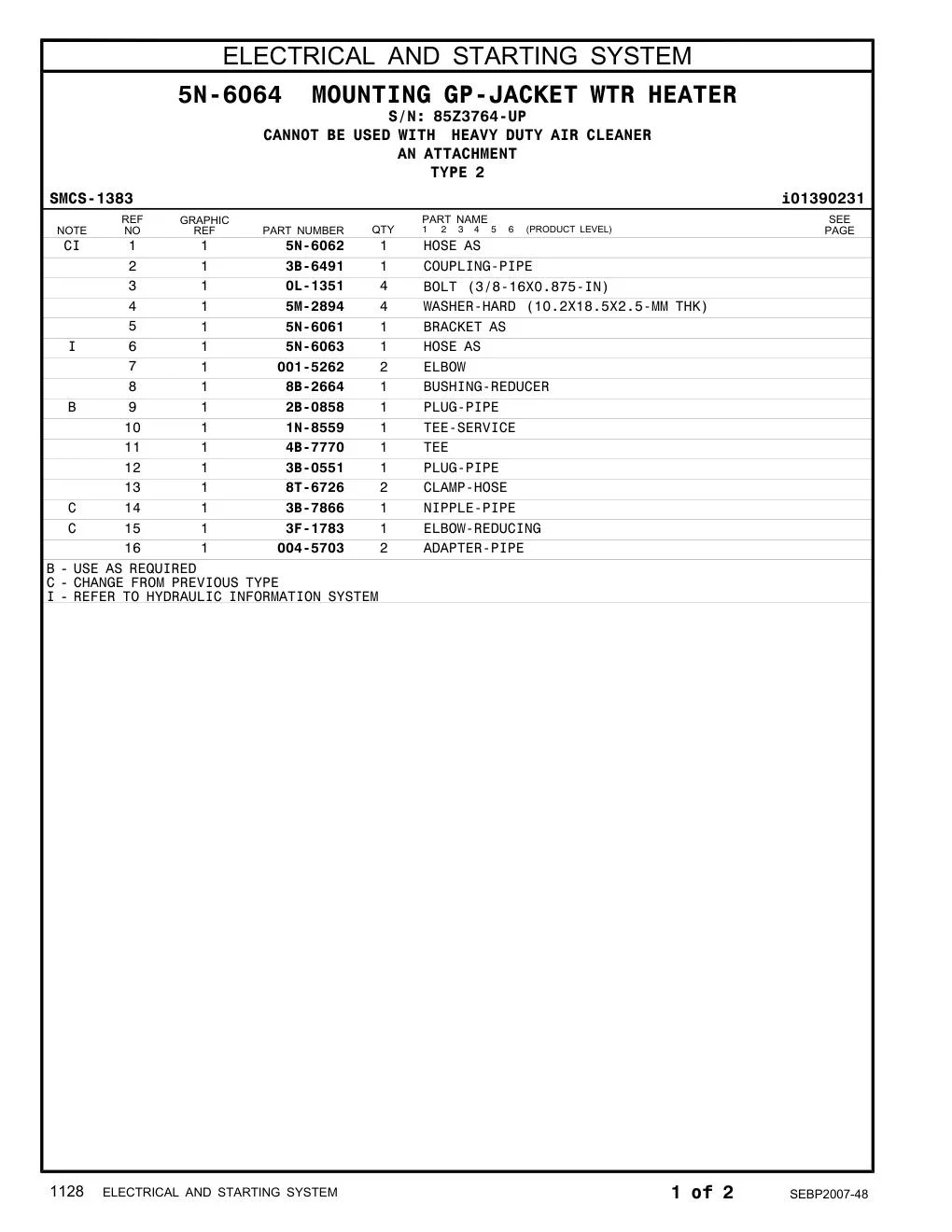 004-5703 ADAPTER-PIPE · S/N 85Z3764-UP CAT parts manual diagram