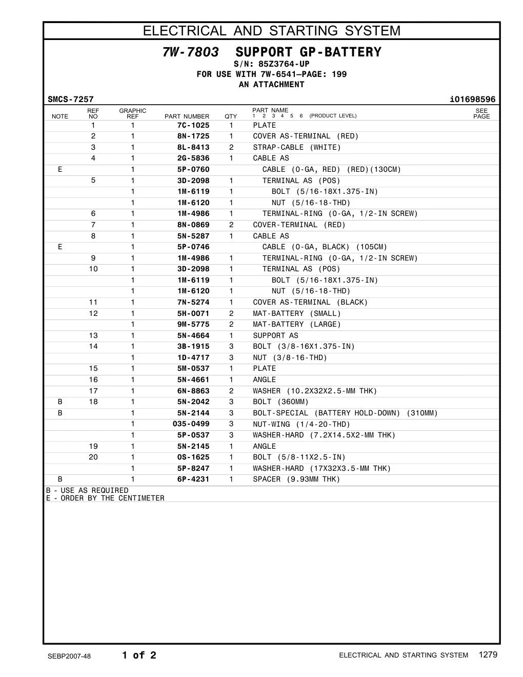 5M-0537 PLATE · S/N 85Z3764-UP CAT parts manual diagram