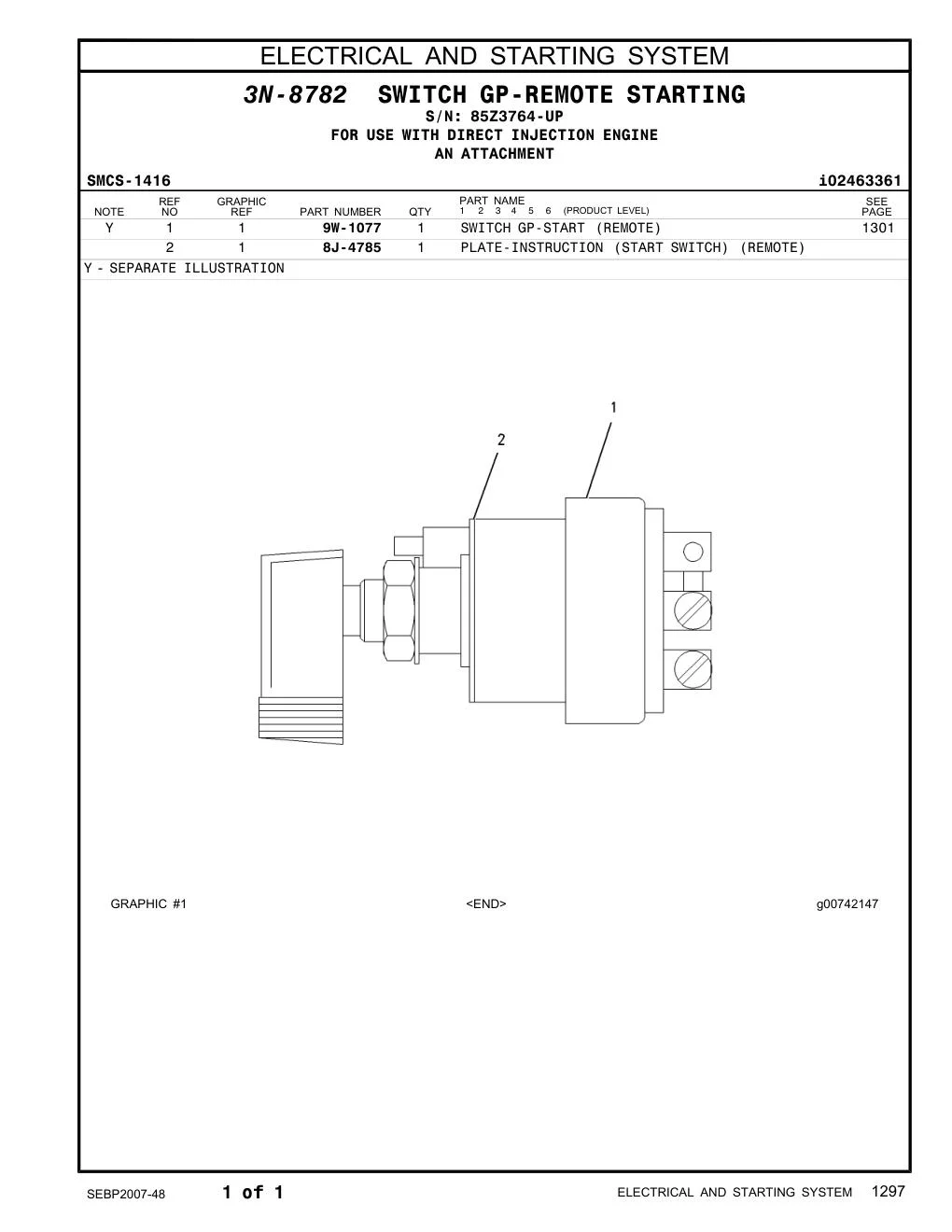8J-4785 - PLATE-INSTRUCTION (START SWITCH) (ENGINE)
