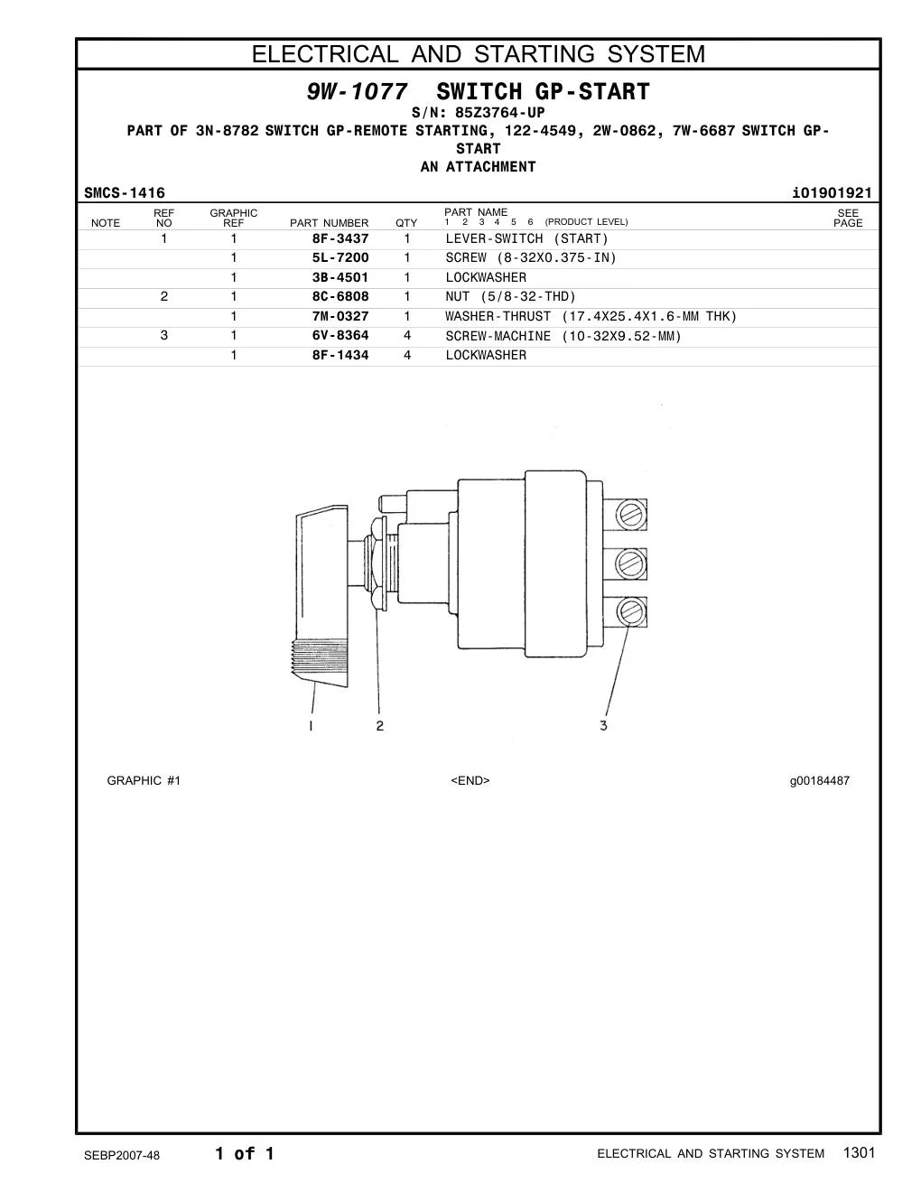 8F-3437 - LEVER-SWITCH