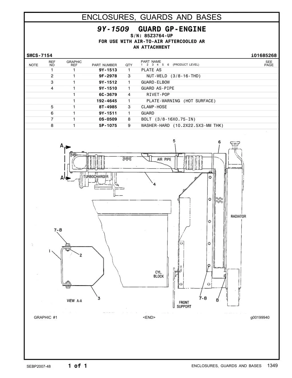 192-4645 PLATE-WARNING (HOT SURFACE) · S/N 85Z3764-UP CAT parts manual diagram