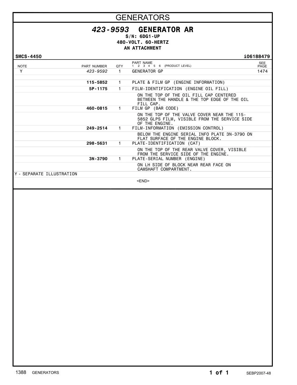 115-5852 - PLATE & FILM GP (ENGINE INFORMATION)