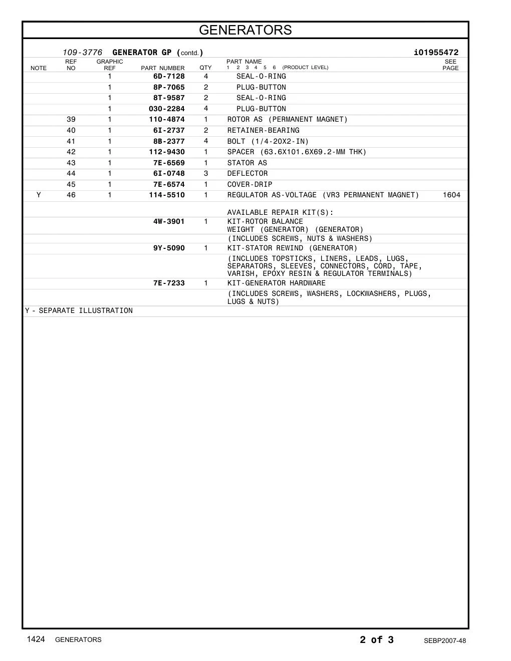 7E-6569 STATOR AS CAT parts manual diagram