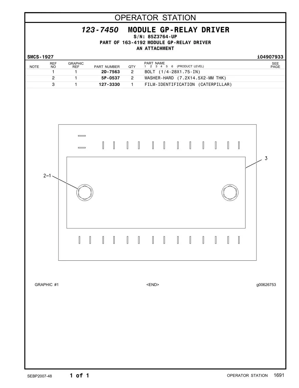 2D-7563 - BOLT (1/4-28X1.75-IN)