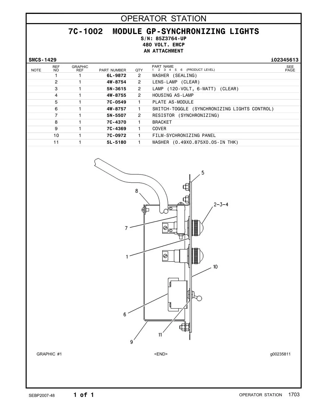 7C-4369 COVER · S/N 85Z3764-UP CAT parts manual diagram