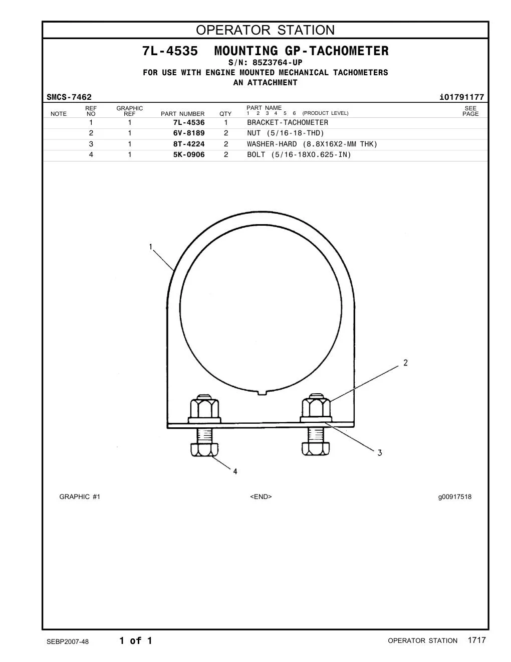 7L-4536 - BRACKET-TACHOMETER