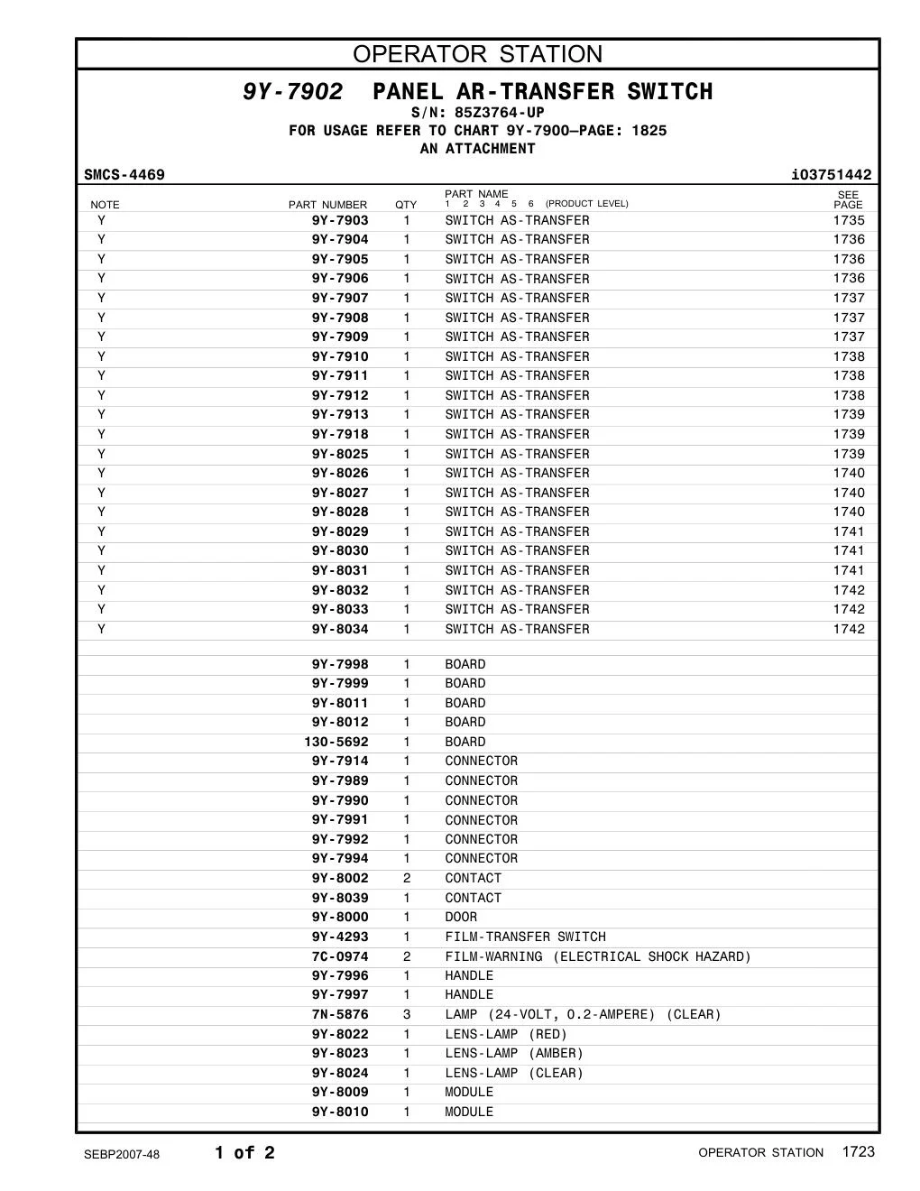 9Y-8039 CONTACT CAT parts diagram