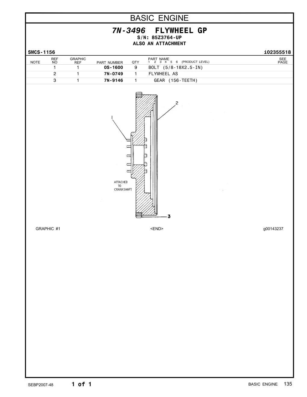 0S-1600 BOLT (5/8-18X2.5-IN) · S/N 85Z3764-UP CAT parts manual diagram