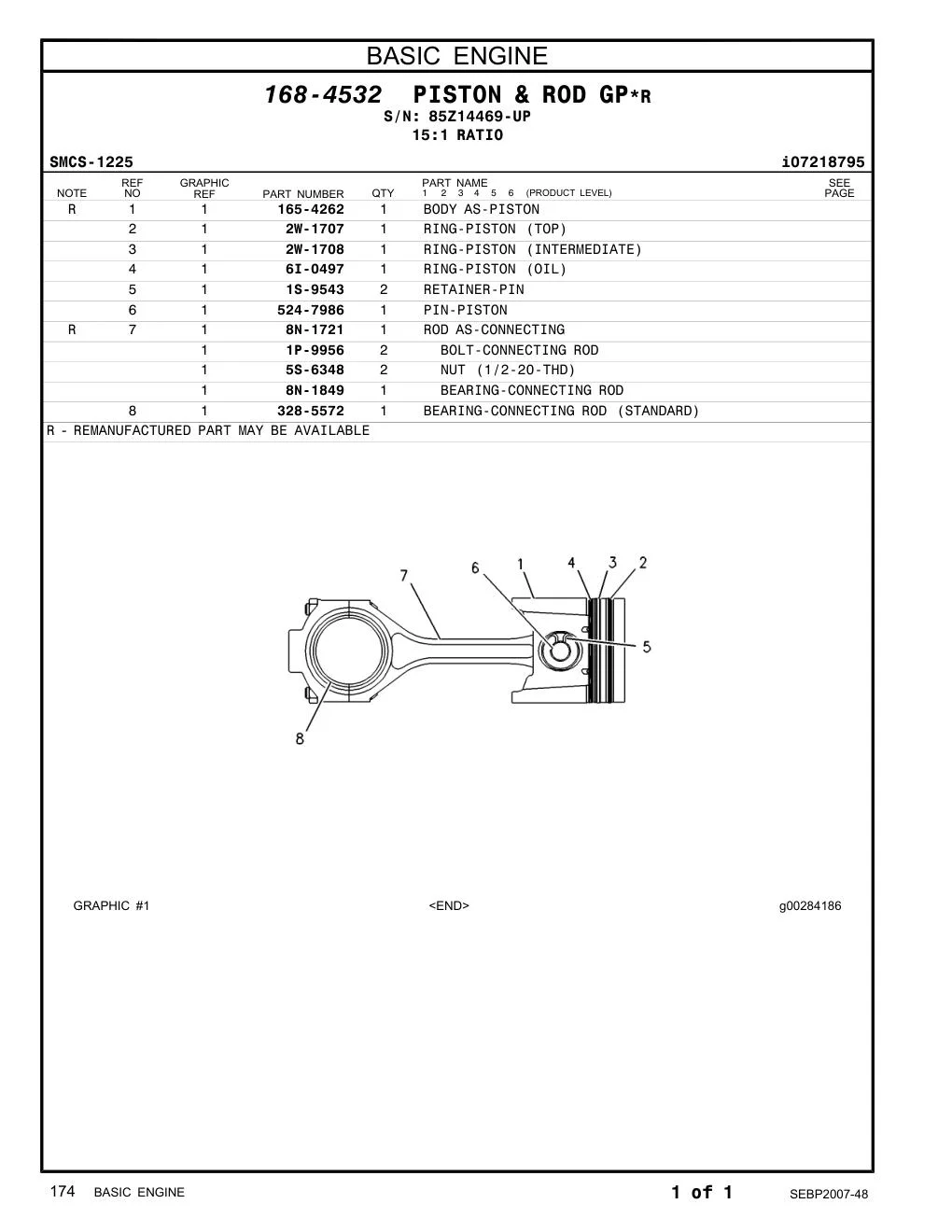 524-7986 PIN-PISTON · S/N 85Z14469-UP CAT parts manual diagram