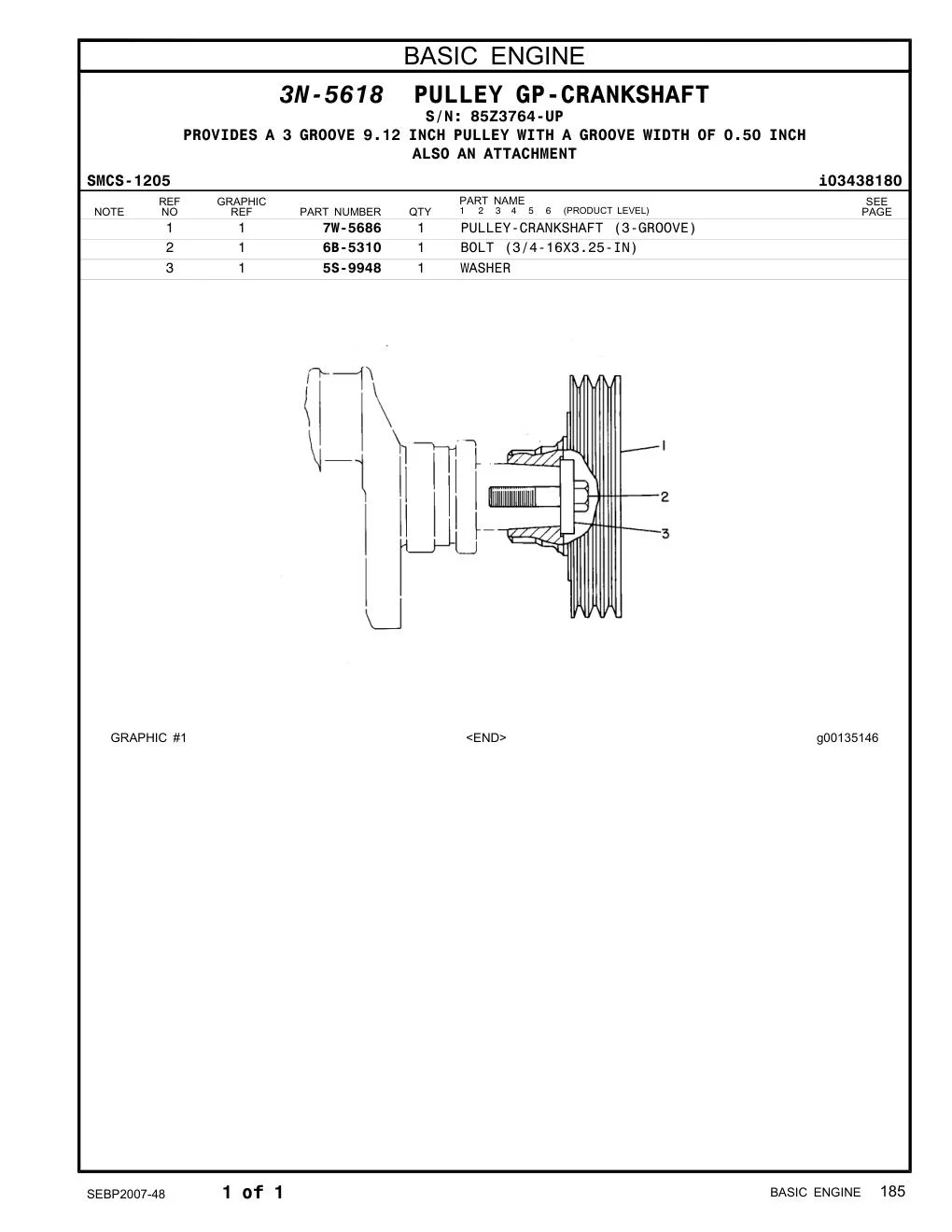 7W-5686 - PULLEY-CRANKSHAFT (3-GROOVE)