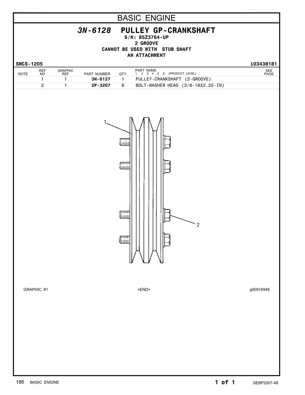 2P-3207 - BOLT-WASHER HEAD (3/8-16X2.25-IN)