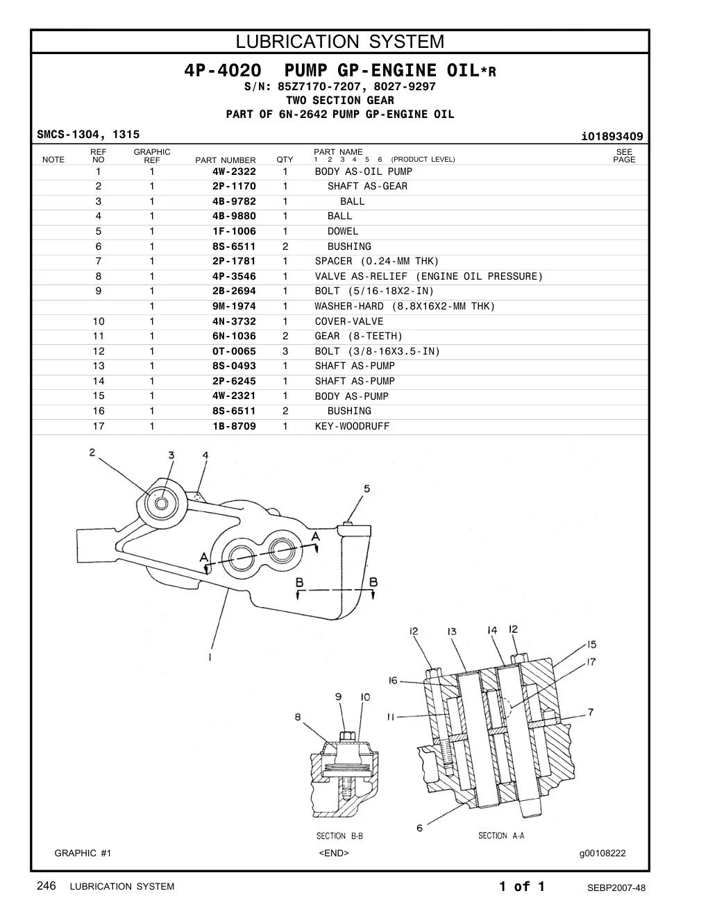 4P-3546 - VALVE AS-RELIEF (ENGINE OIL PRESSURE)