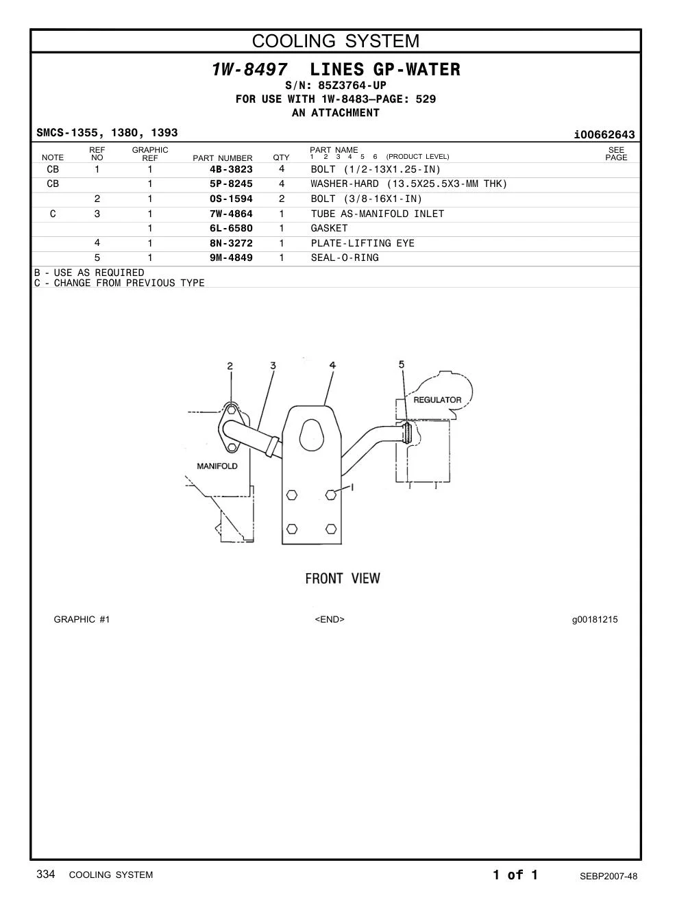 6L-6580 GASKET · S/N 85Z3764-UP CAT parts manual diagram