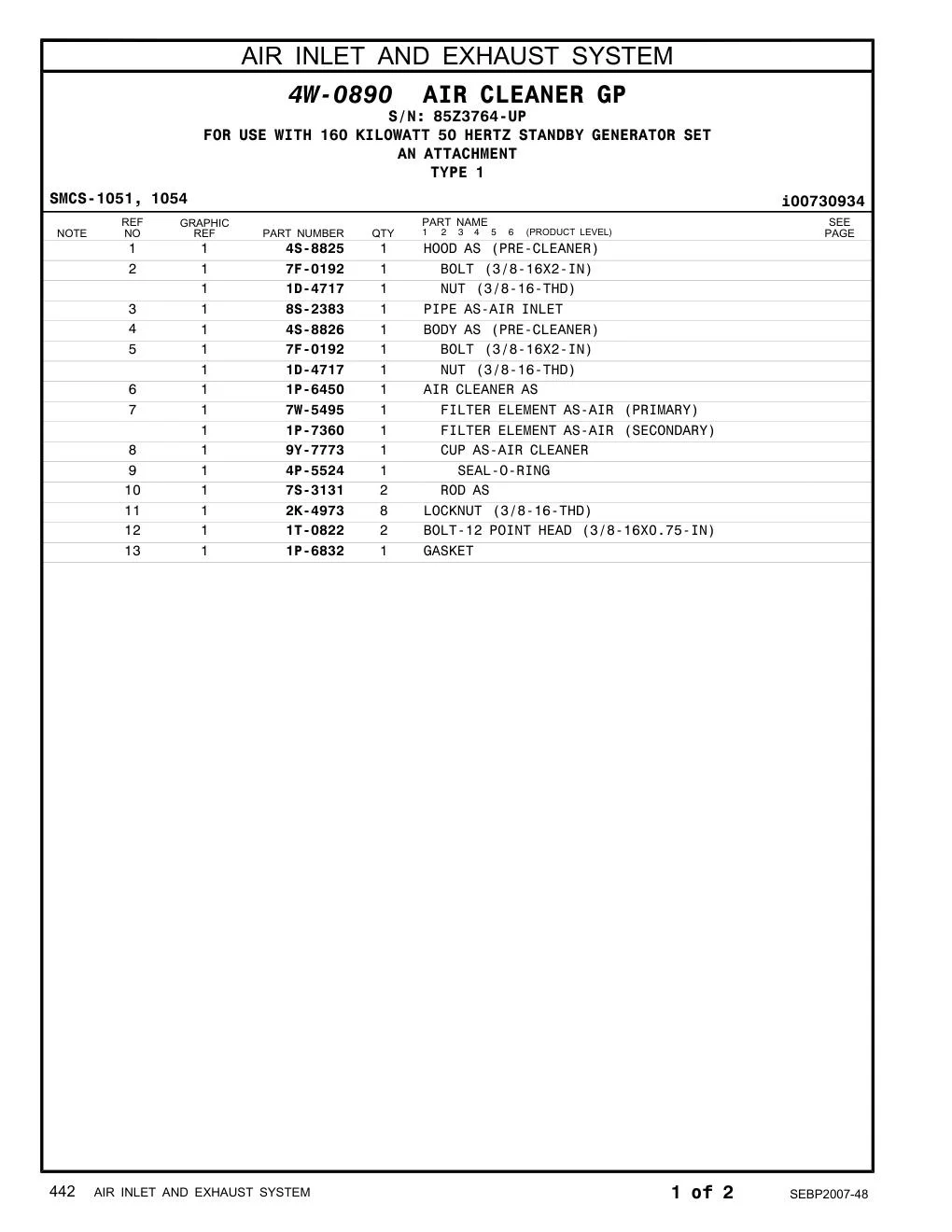 7F-0192 - BOLT (3/8-16X2-IN)