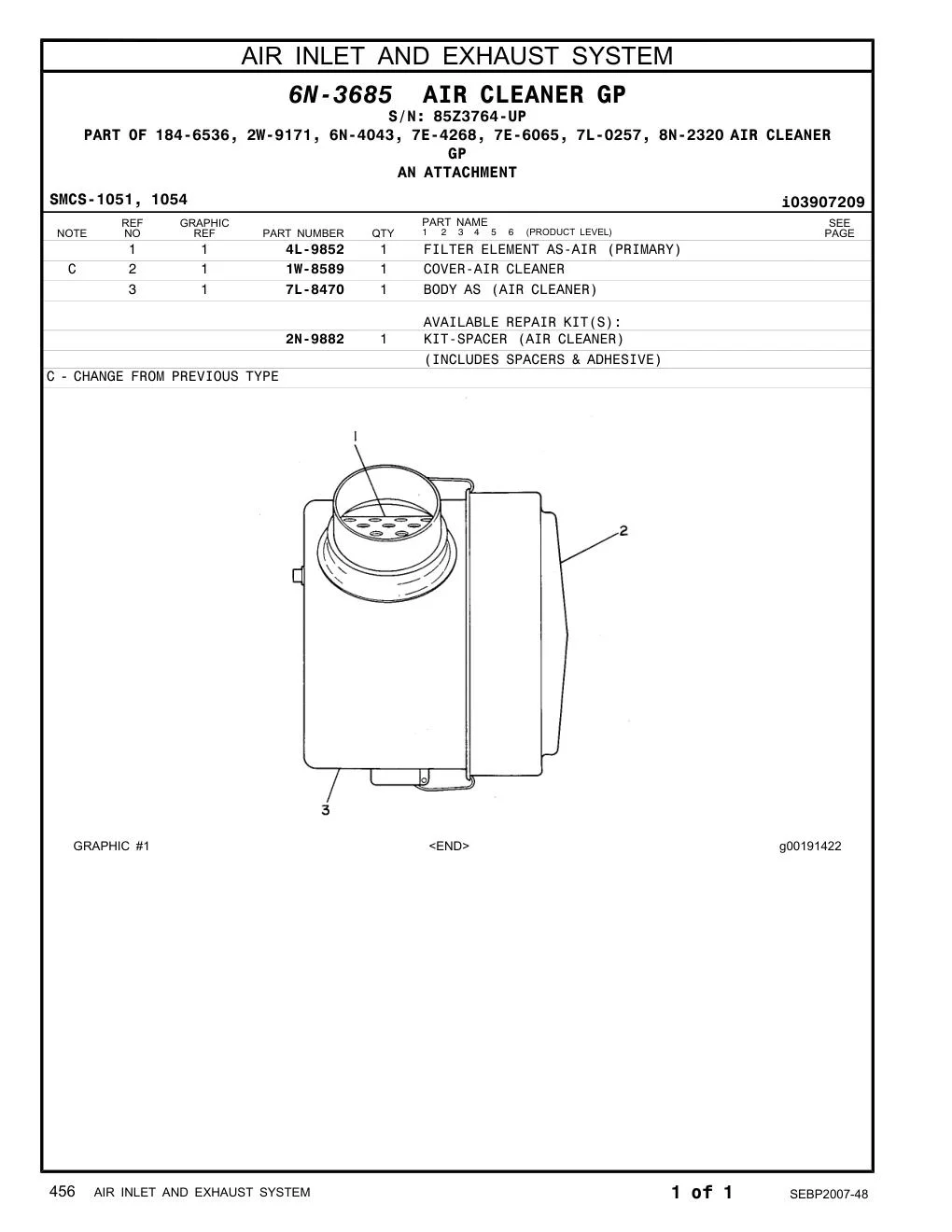 4L-9852 - FILTER ELEMENT AS-AIR (PRIMARY)