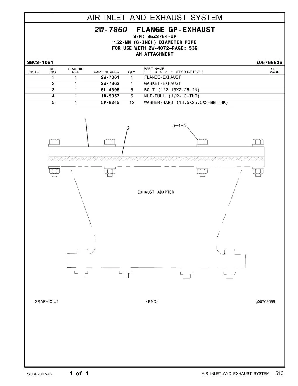 2W-7862 - GASKET-EXHAUST