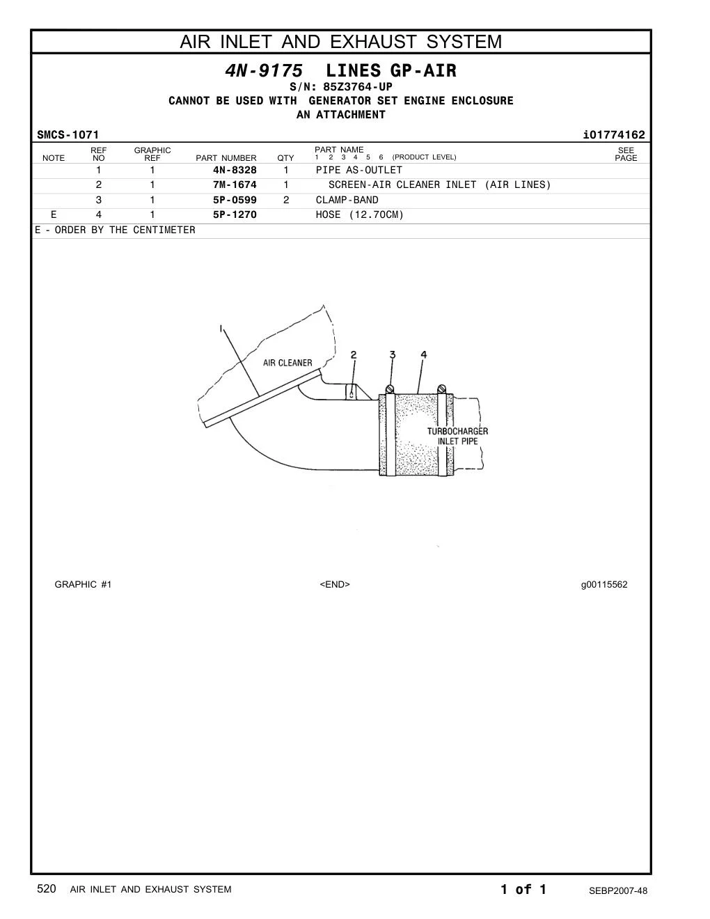 4N-8328 PIPE AS-OUTLET · S/N 85Z3764-UP CAT parts manual diagram