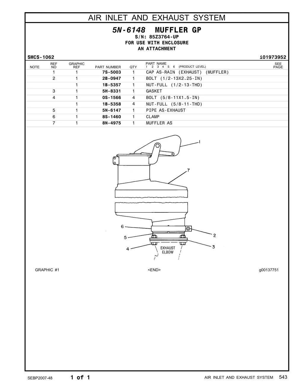7S-5003 - CAP AS-RAIN (EXHAUST) (MUFFLER)