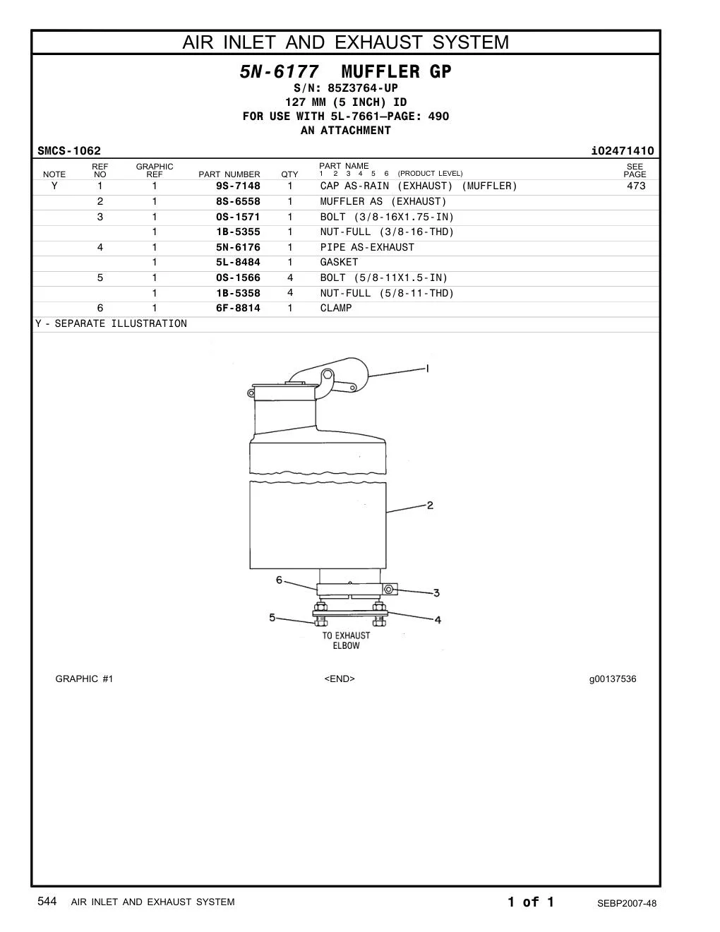 9S-7148 - CAPAS-RAIN(EXHAUST)(EXHAUST PIPE)