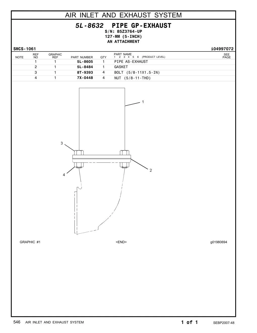 8T-9393 - BOLT (5/8-11X1.5-IN)
