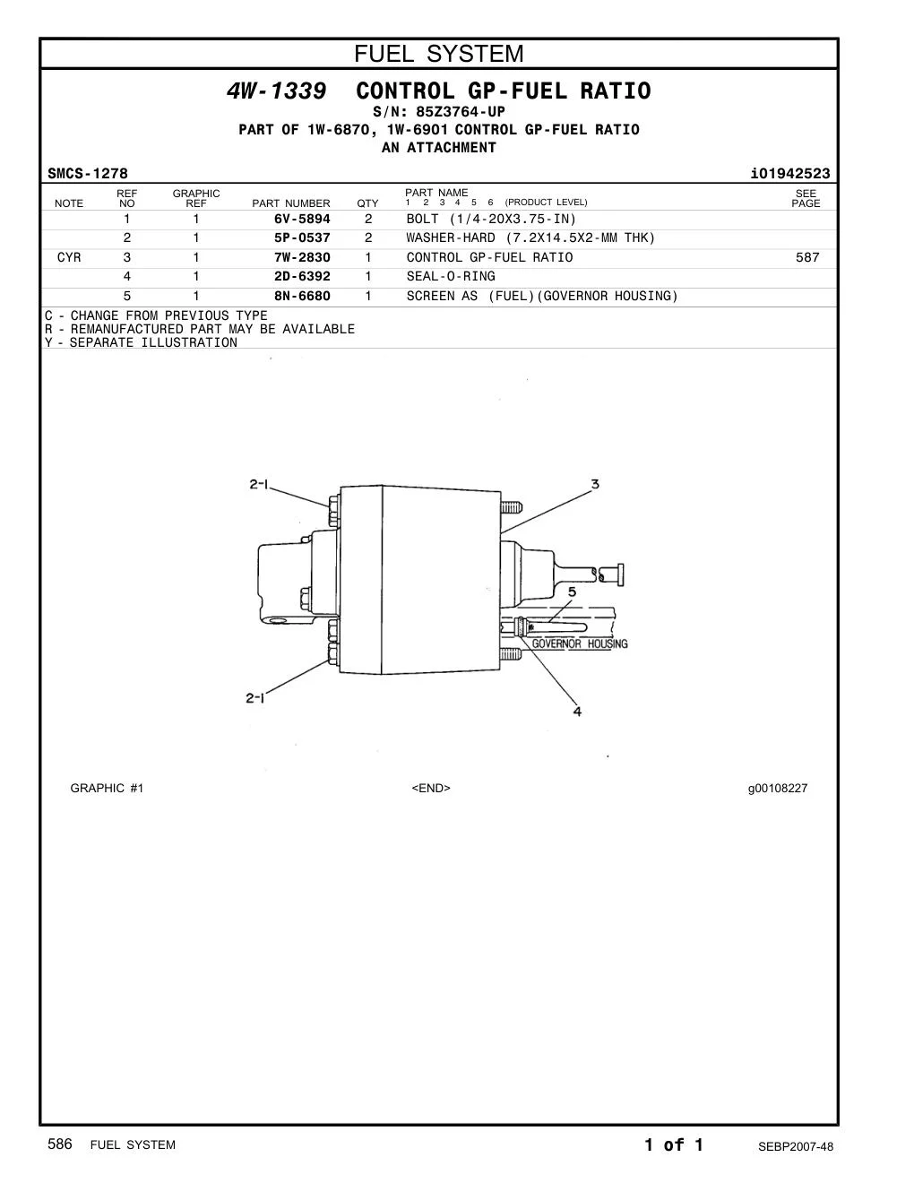 6V-5894 - BOLT (1/4-20X3.75-IN)