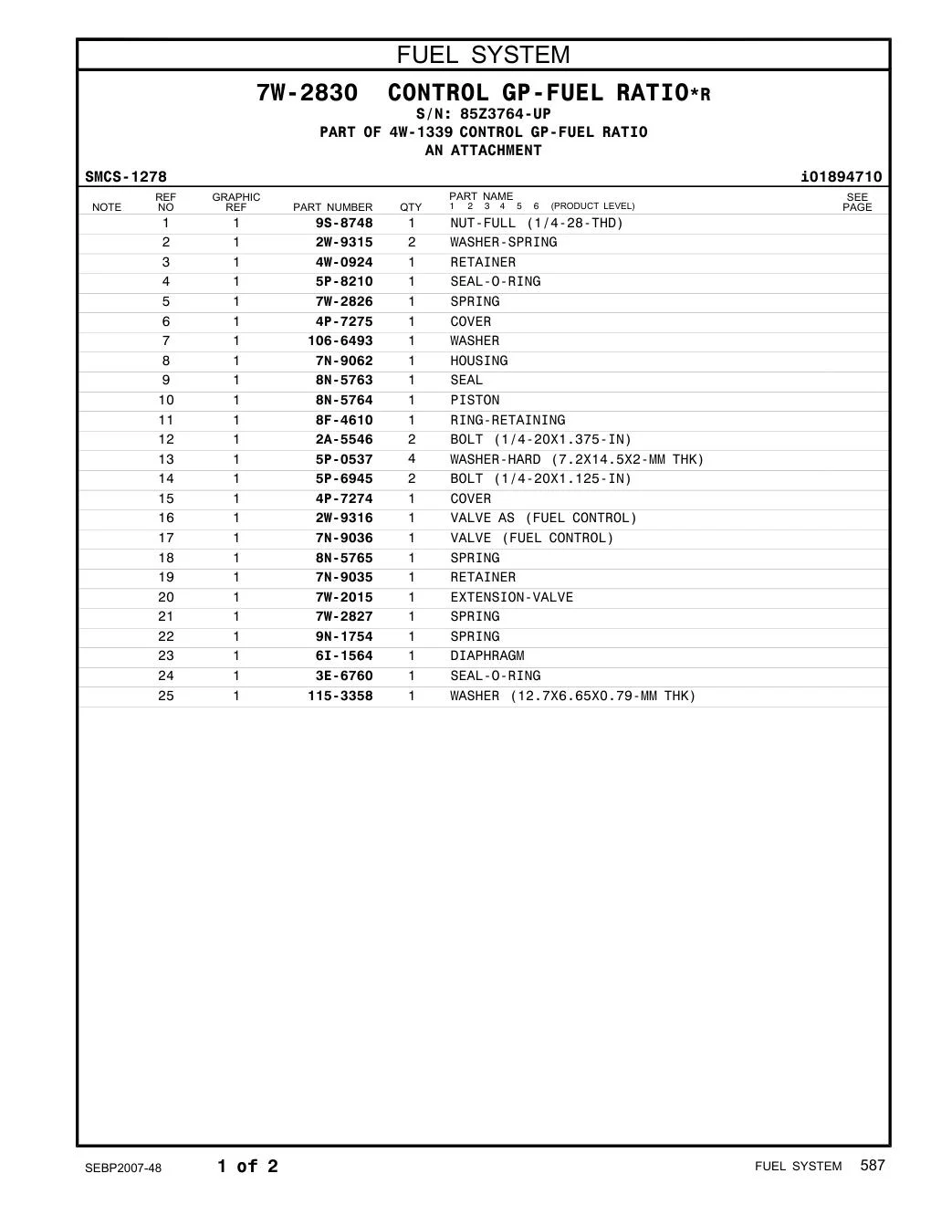 5P-6945 - BOLT (1/4-20X1.125-IN)