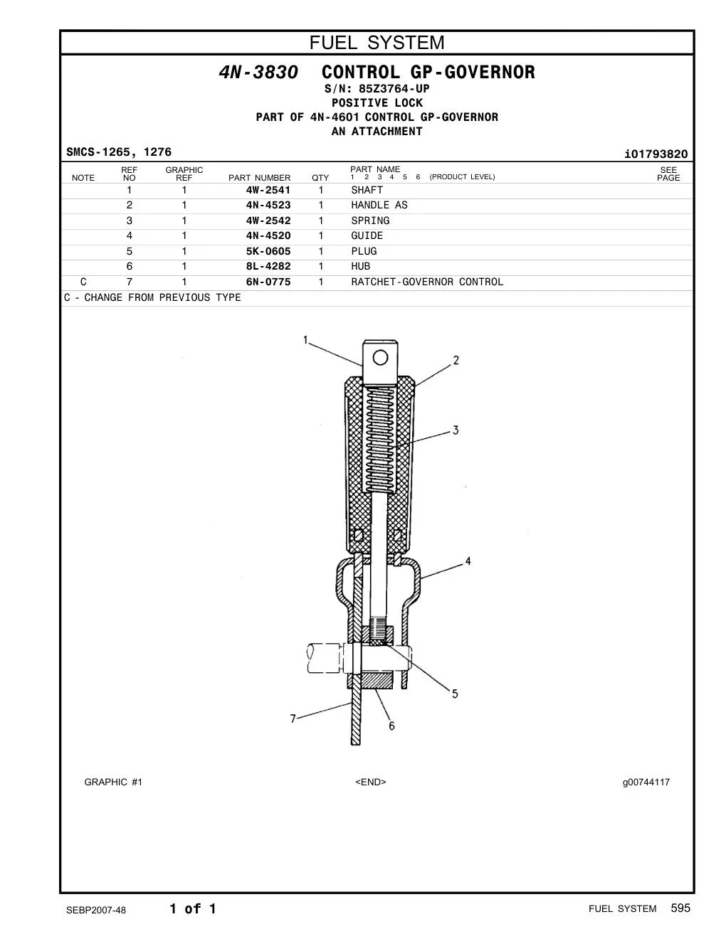 4W-2541 - SHAFT-GOVERNOR CONTROL