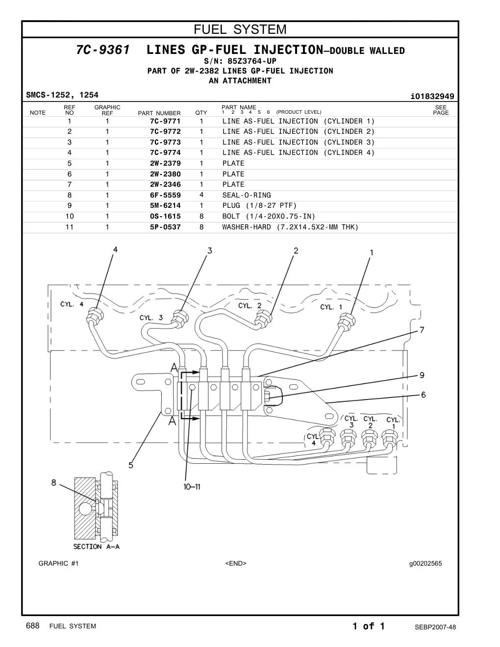 7C-9774 - LINE AS-FUEL INJECTION (CYLINDER 4)