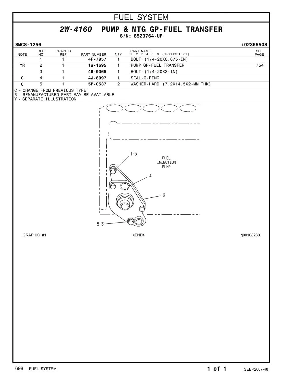 4B-9365 - BOLT (1/4-20X3-IN)
