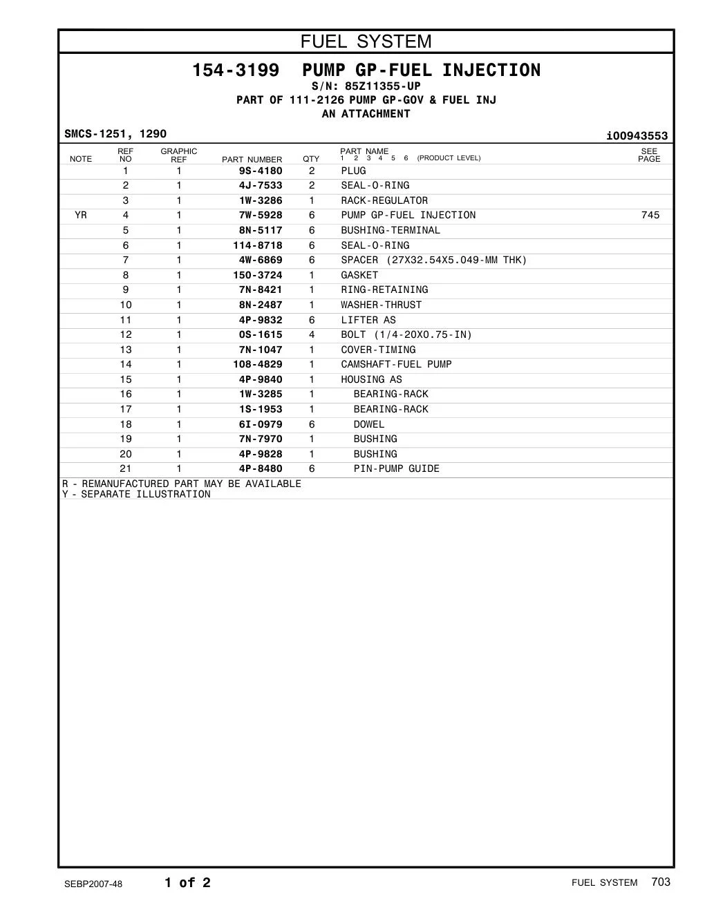 108-4829 - CAMSHAFT-FUEL PUMP