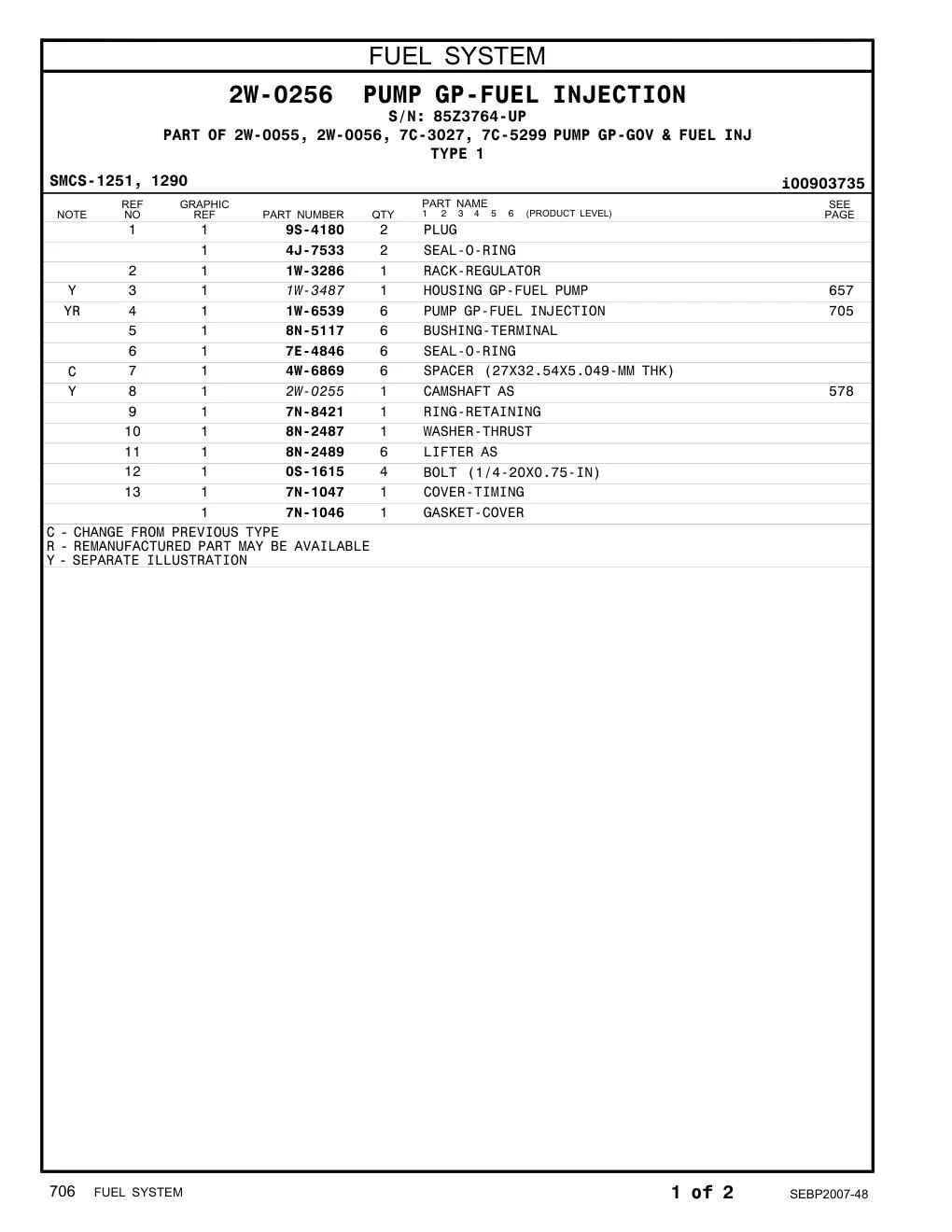 2W-0255 - CAMSHAFT AS