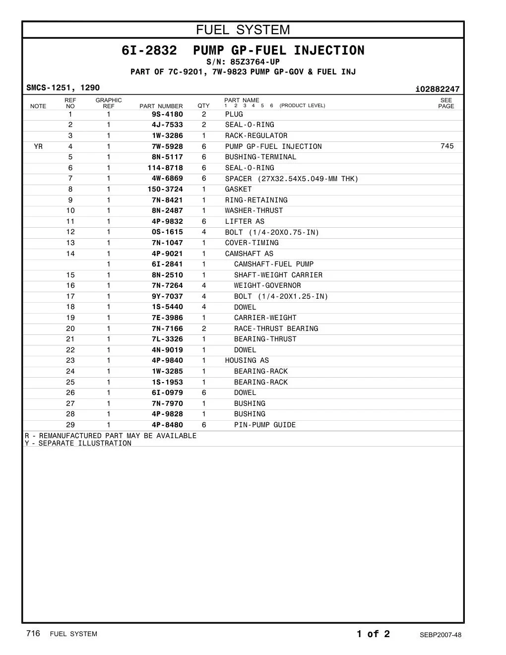 4P-9021 CAMSHAFT AS · S/N 85Z3764-UP CAT parts manual diagram