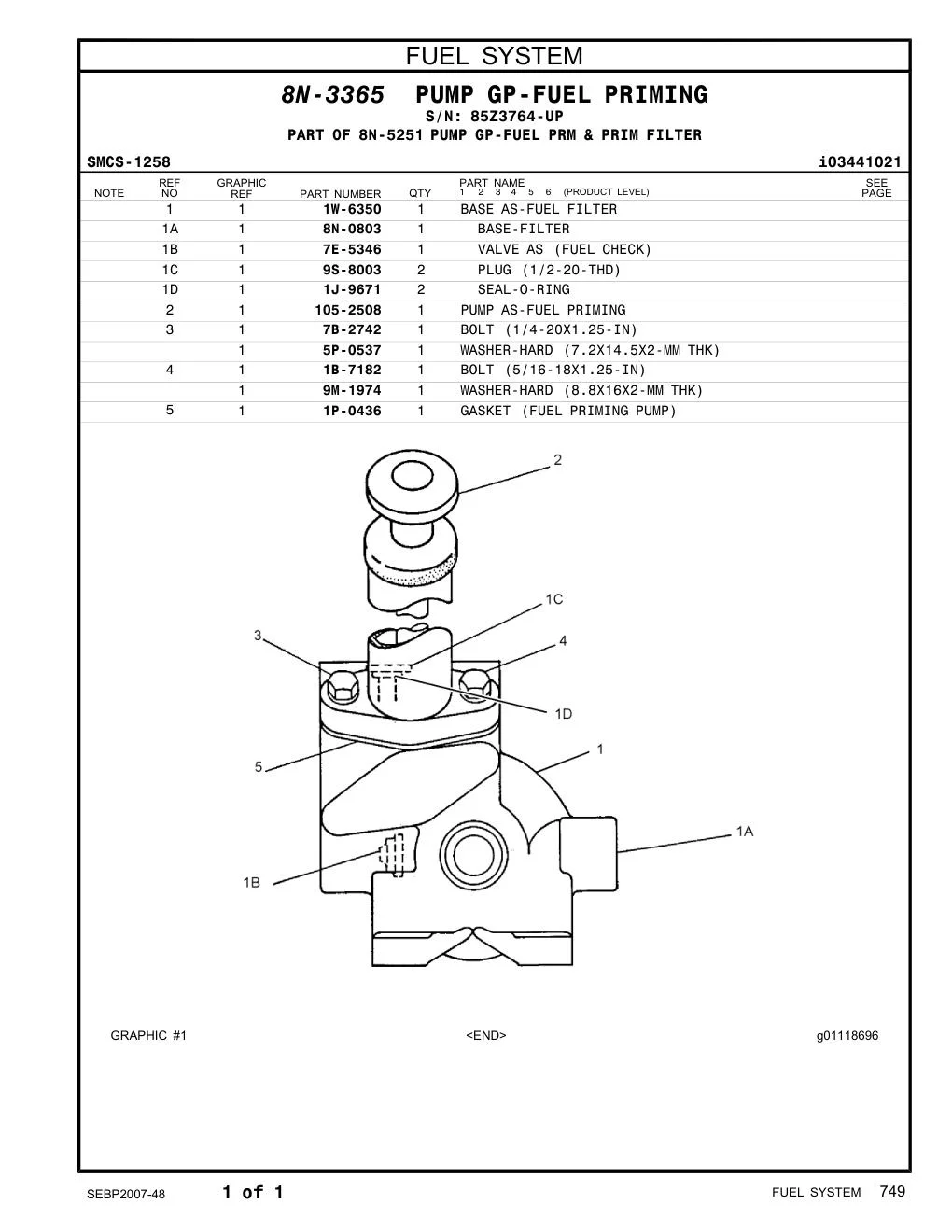 1W-6350 - BASE AS-FUEL FILTER