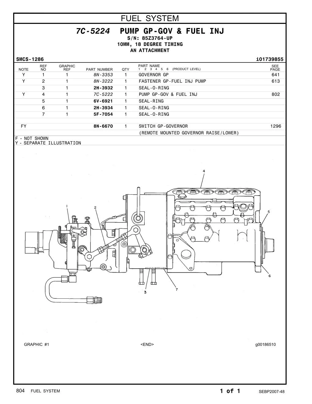 7C-5222 - PUMP GP-GOV & FUEL INJ