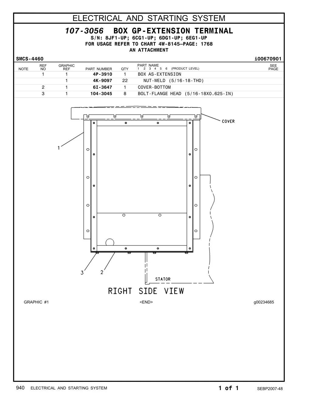 4P-3910 BOX AS-EXTENSION CAT parts manual diagram